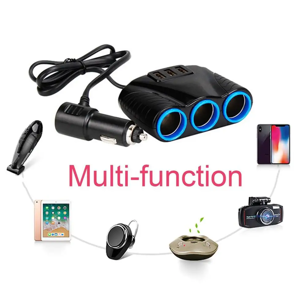 Портативный 3 USB порта пути Авто розетки разветвитель автомобильного