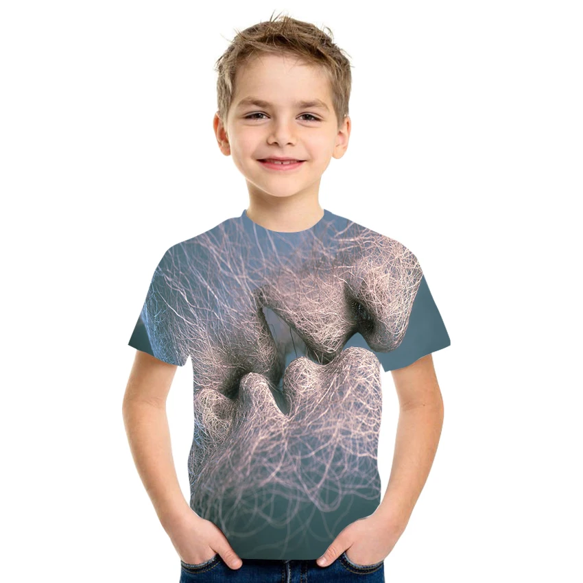 

Summer New Products Hot Sale Boys And Girls Dazzling Novelty Pattern 3D Printing T-Shirt Children's Short-Sleeved Casual Clothin