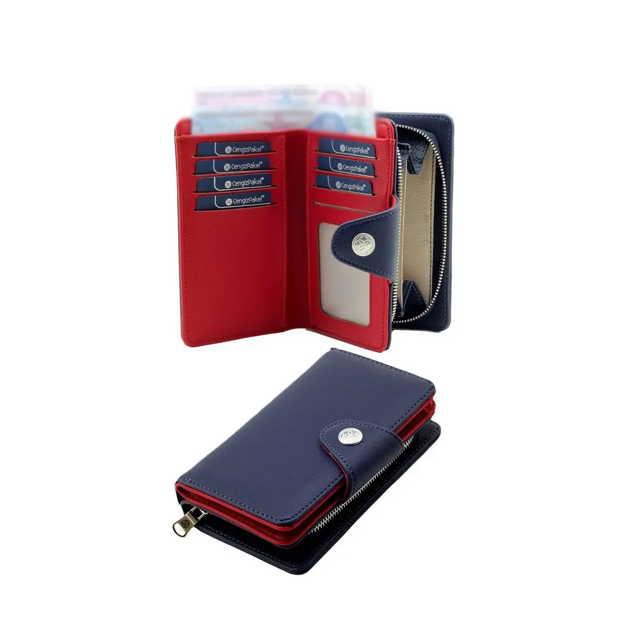 

Cengiz Pakel Medium Red Navy Blue Women 'S Wallet Fashionable Simple Design Comfortable Use High Quality Material Stain-resistant Surface
