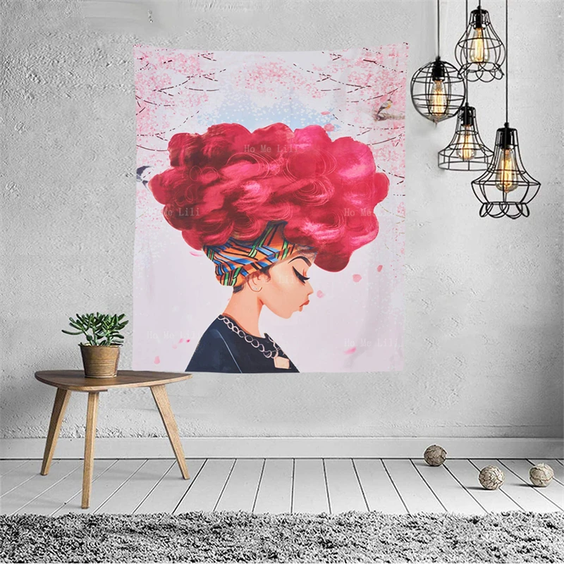 Черная Женская Девушка курительное искусство красные губы рисунок африканская