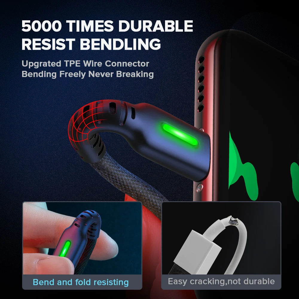 INIU 3A светодиодный usb type-C кабель для быстрой зарядки для Xiaomi mi 9T красный mi samsung S10 huawei usb ЗУ для мобильного телефона type-C шнур для передачи данных