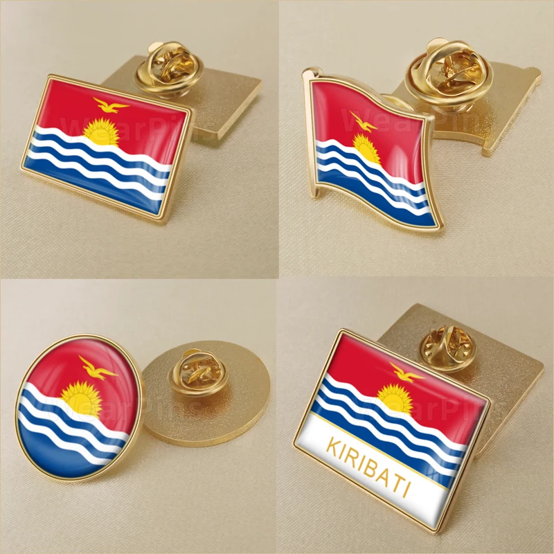 

Coat of Arms of Kiribati Map Flag National Emblem Brooch Badges Lapel Pins