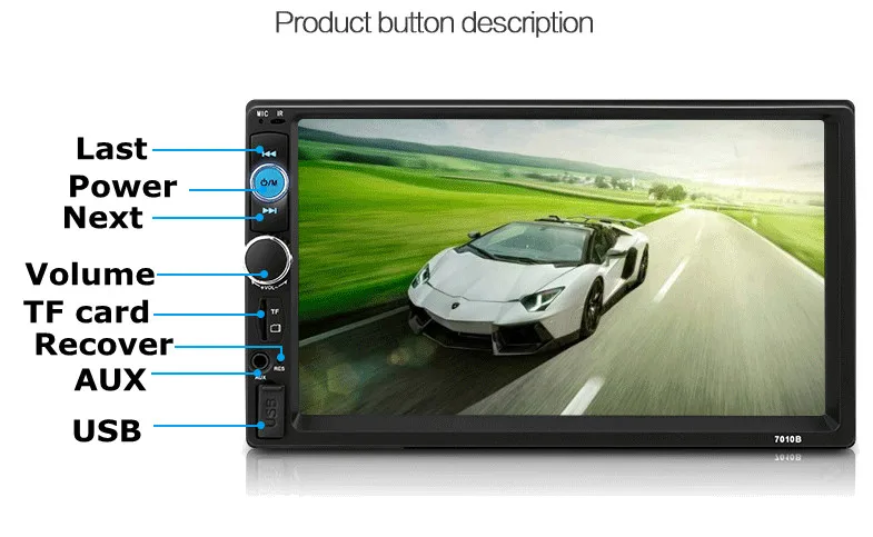 2 Din Car Stereo 7 HD Radio Bluetooth FM Audio MP5 Player 2Din Autoradio Support Rear View Camera 7018B | Автомобили и мотоциклы