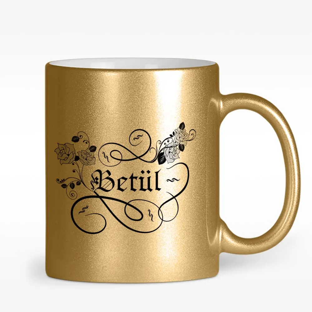 Персонализированные каллиграфии имя дизайн Золотая позолоченная кружка чашка
