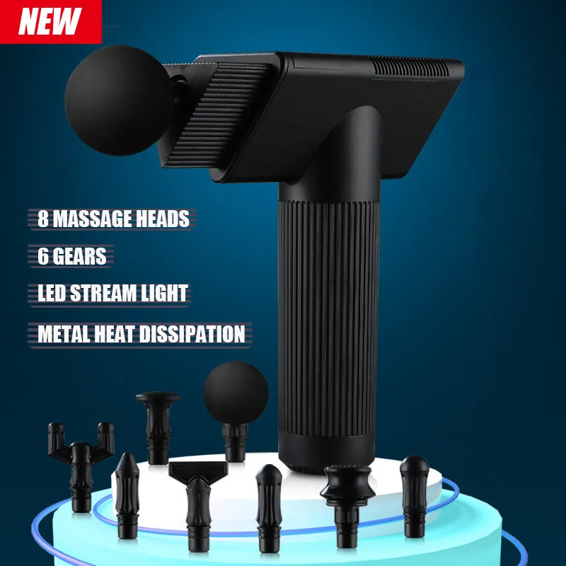 

New Massage Gun LED High Frequency Electric Massager Deep Tissue Body Neck Relax Muscles Physiotherapy Fitness Relieve Soreness