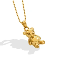 bear pendant necklace titanium steel 18k gold plated necklace neck jewelry