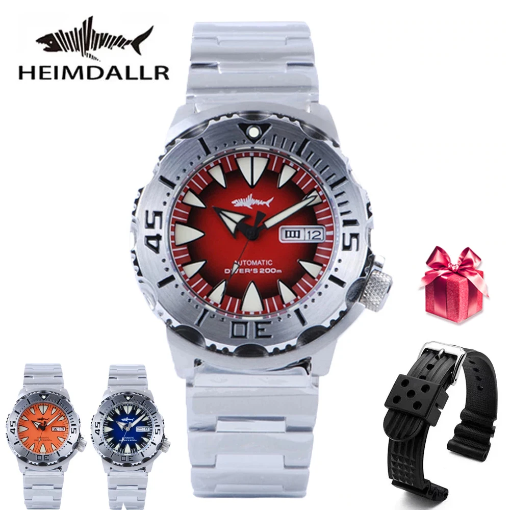 HEIMDALLR Monster V2 Frost Automatic Watch Men NH36A Men's Mechanical Sapphire Glass 62mas Black PVD Luminous Diving Watch 200M