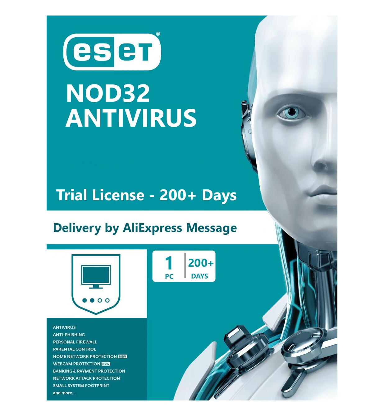 

Eset NOD32 Antivirus 2021 - 1 PC - 200+ Days - Trial License - Security Software - Internet - internet