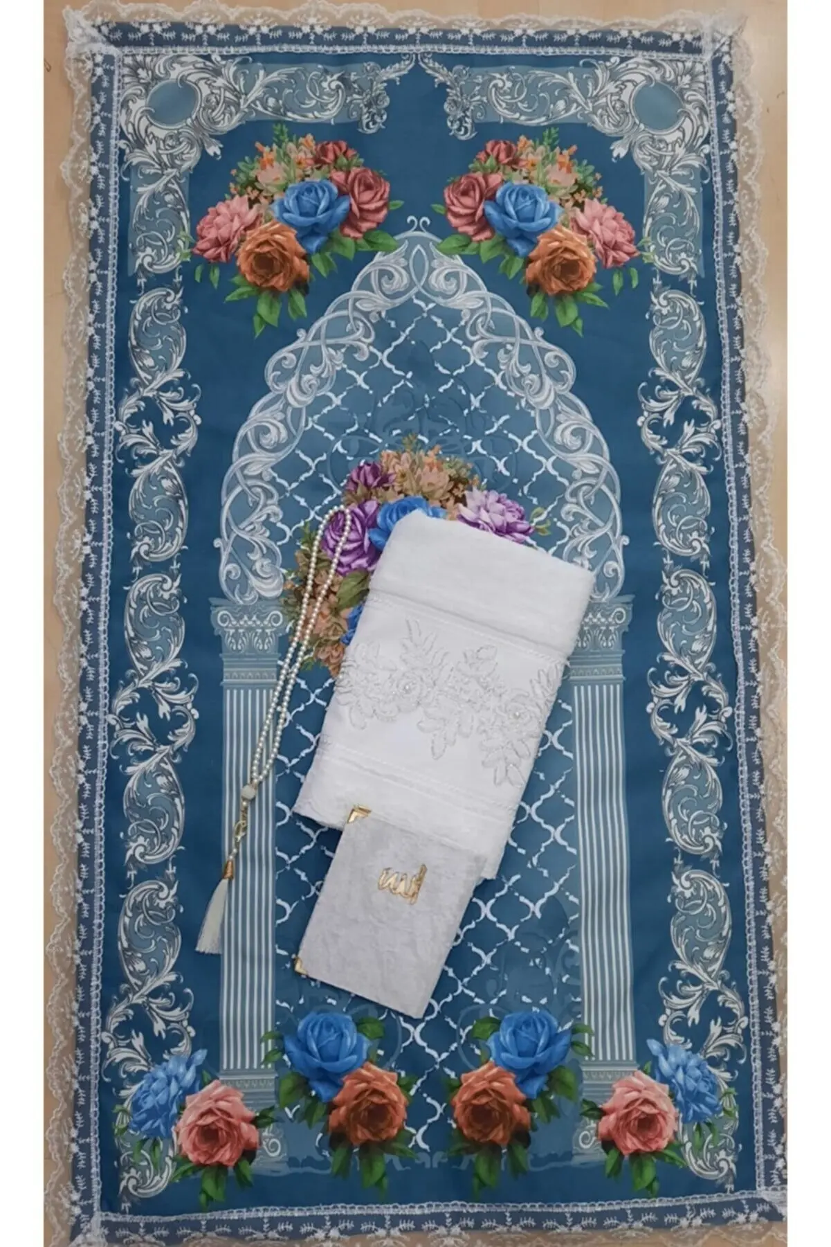 

Исламский мусульманский набор молитвенных ковров с цифровой печатью, 4 предмета, полотенце, Розарий, свадебная сумка, молитвенный коврик, св...