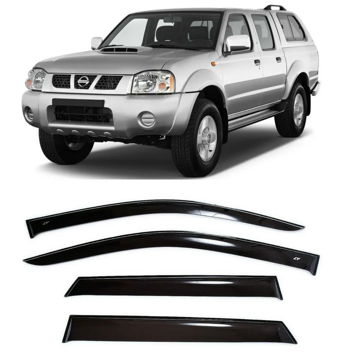 Дефлекторы окон Cobra Tuning N10708 на авто Nissan Navara (D22) ll 2 1998-2004 4 шт./комп. ветровики от