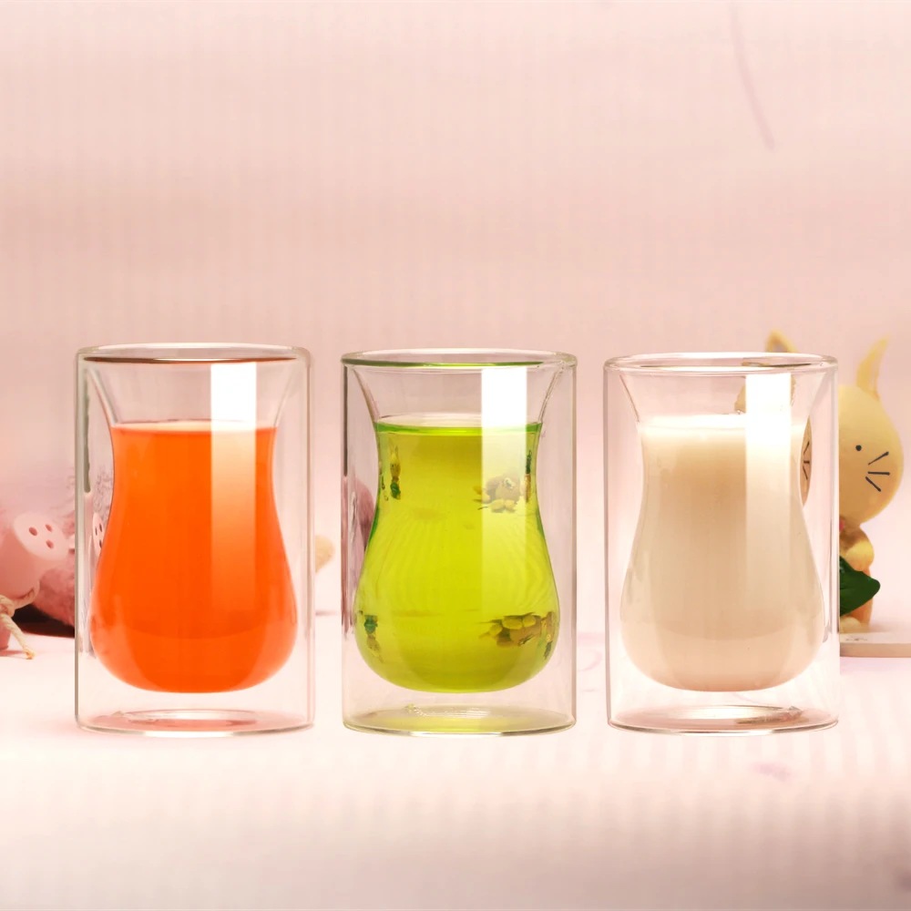 Набор из 4 двойных стеклянных бокалов для вина кофейных чашек 150 мл стаканы виски