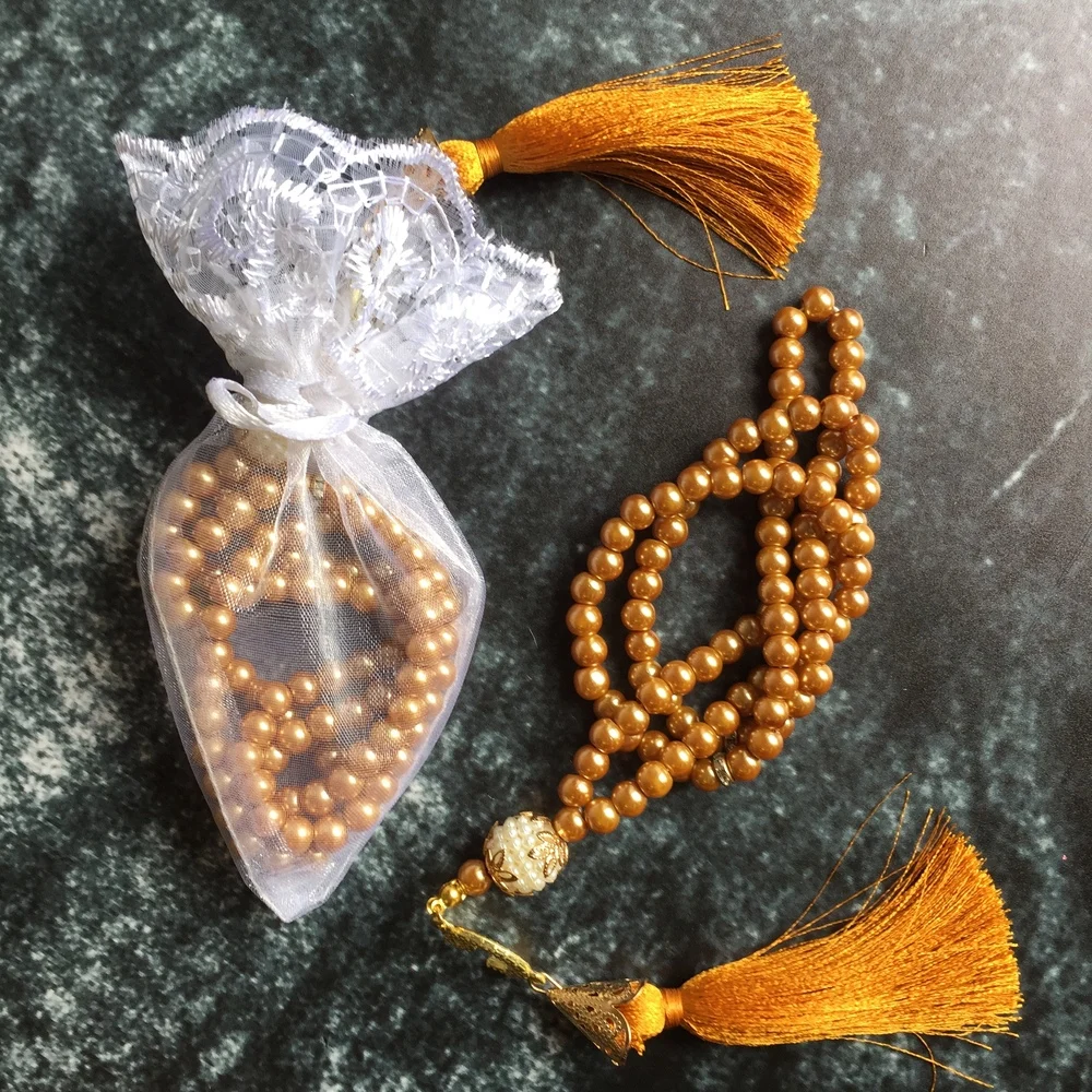 Бусины Tasbih с жемчугом 99 шт. розовые белые Tasbeeh Ameen Рамадан подарки для мусульман ИД