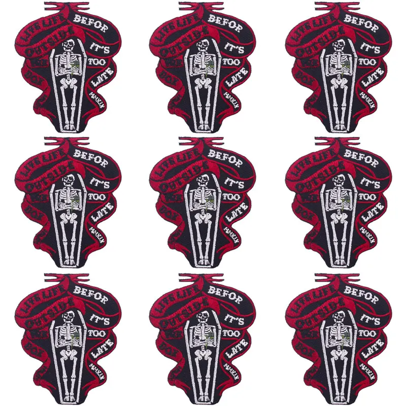 

10Pcs/Set Punk Skull Patch For Clothing Iron On Embroidered Patches For Clothes Appliques For DIY T-shirt Jacket Badges Stripe