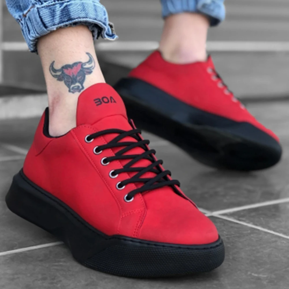 

BA0161 Laced Men's High Floor Red Sports Shoes Soft And Quality Material Flexible Sportmen Made in Turkish Production Affordable Price