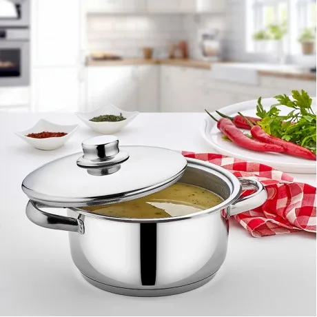 Stainless Steel 26cm High Quality Pot Soup Stock Saucepan  Stewpot with Lid  Made in Turkey