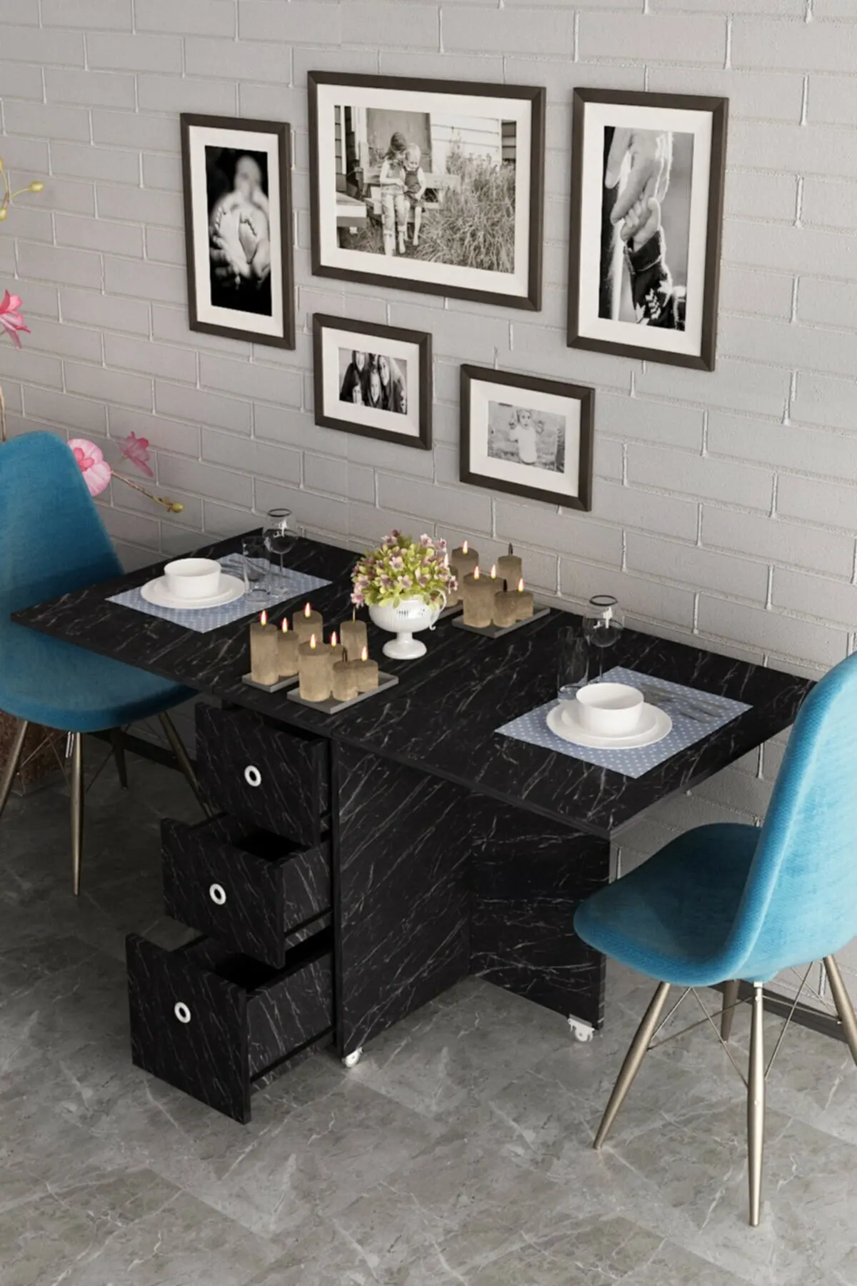 

New Creative Solid Wood Folding Movable Dining Table Living Room Kitchen Stuff Storage Home Furniture Home мебель Обеденный стол