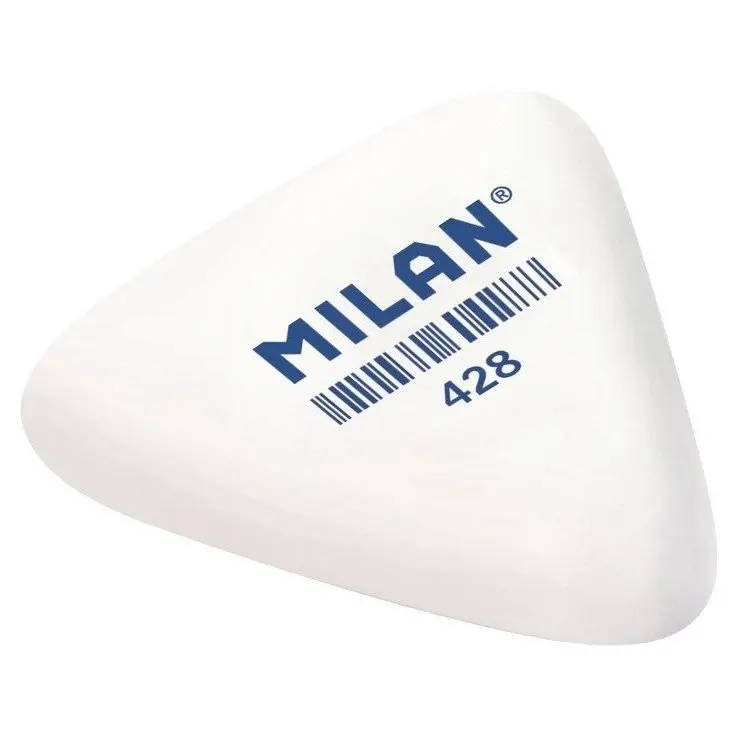 Ластик каучуковый Milan 428 треугольный белый | Канцтовары для офиса и дома