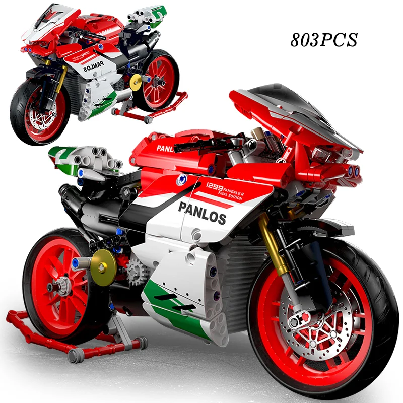 

MOC Technical Expert Ideas Car Building Blocks Red Racing Motorcycle Set DIY Expert Brick Toys for Boys Adult Gifts