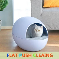 automatic self cleaning cats defecation record litter box flat push cat litter toilet defecation record bedpan pets accessorie