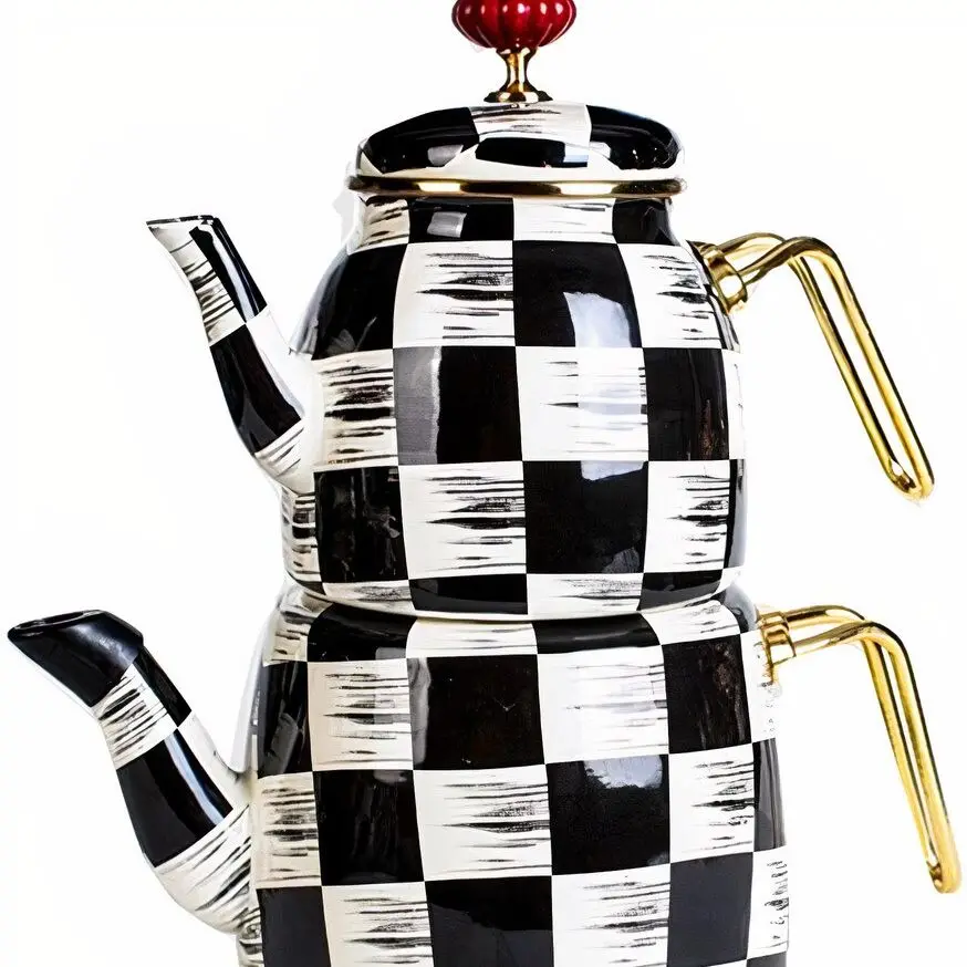 

Teapot Kettle tea pots tea strainer chinese tea checkered enamel,handpainting special craftsmanship Teapot for tea for kitchen