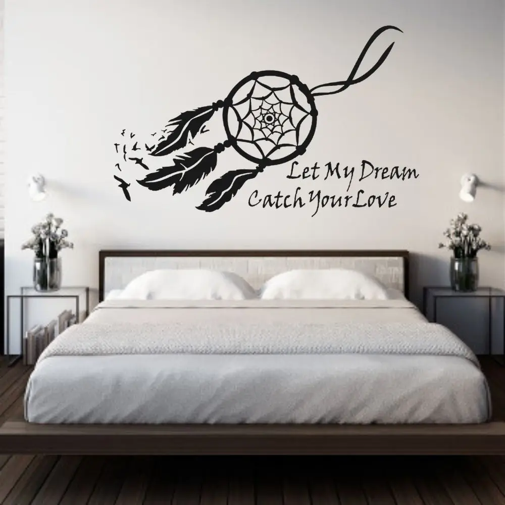 

Tribal Feather Dream Catcher With Quote Wall Decal Dreamcatcher Sticker Home And Hotel Room Decoration Removable A002040