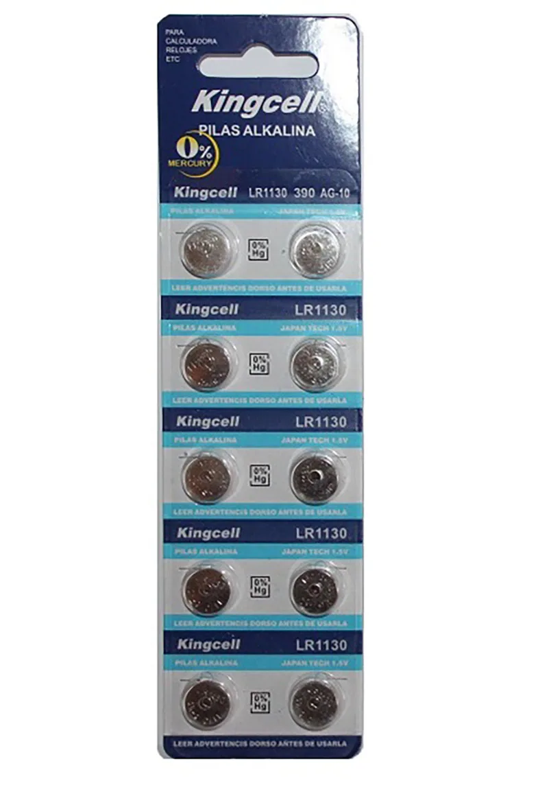 10 щелочных кнопочных батарей AG10 LR54 389 SR1130 189 LR1130 Kingcell блистерная батарея шт. 1 5 В |