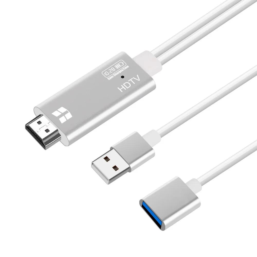 

Кабель HDTV 3 в 1, адаптер OTG-USB HDMI-совместимый с Lightning на 4K HDTV, видеоадаптер, кабель для IOS, Android, Micro USB