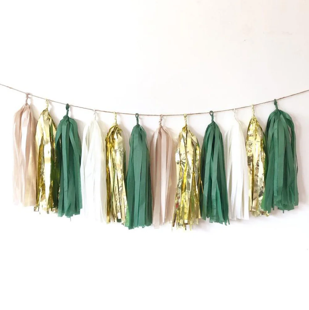 Зеленая и Золотая гирлянда с кисточками Hunter украшение для вечерние из эвкалипта