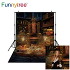 Фон Funnytree для фотостудии книжная полка винтажное кресло Хэллоуин волшебник свеча фон
