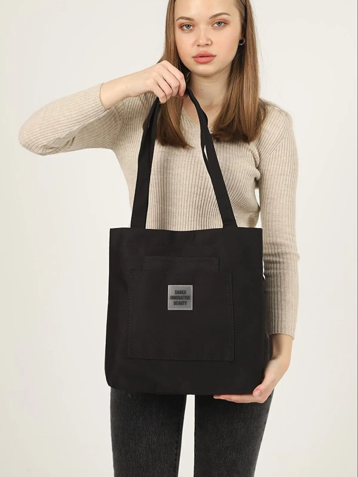 

MCastle U22 Black 3 Compartment Handle Bag 35x35 Cm Daily Use Hand Handle Bag Multi Color Large Wide Nice Fashion