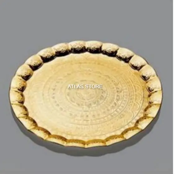

6 PECE WAVY GOLD COLOR ROUND SHEET TRAY