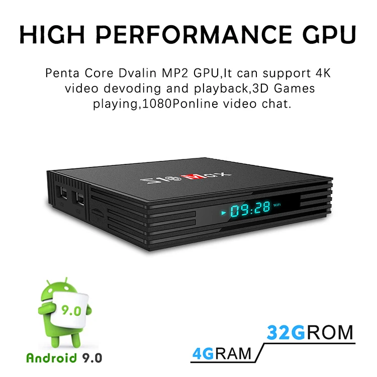 S10 max Android 9,0 tv Box Amlogic S905X2 4 Гб 64 Гб 1080P 4K 2,4+ 5g wifi Google Store Netflix Youtube 4 ГБ 32 ГБ телеприставка IP tv