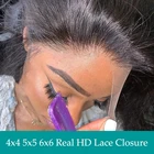 Невидимая HD кружевная Фронтальная застежка 5x5 6x6, кружевная застежка, предварительно выщипанная HD Прозрачная Кружевная застежка, волнистые человеческие волосы, расплавленные шкуры