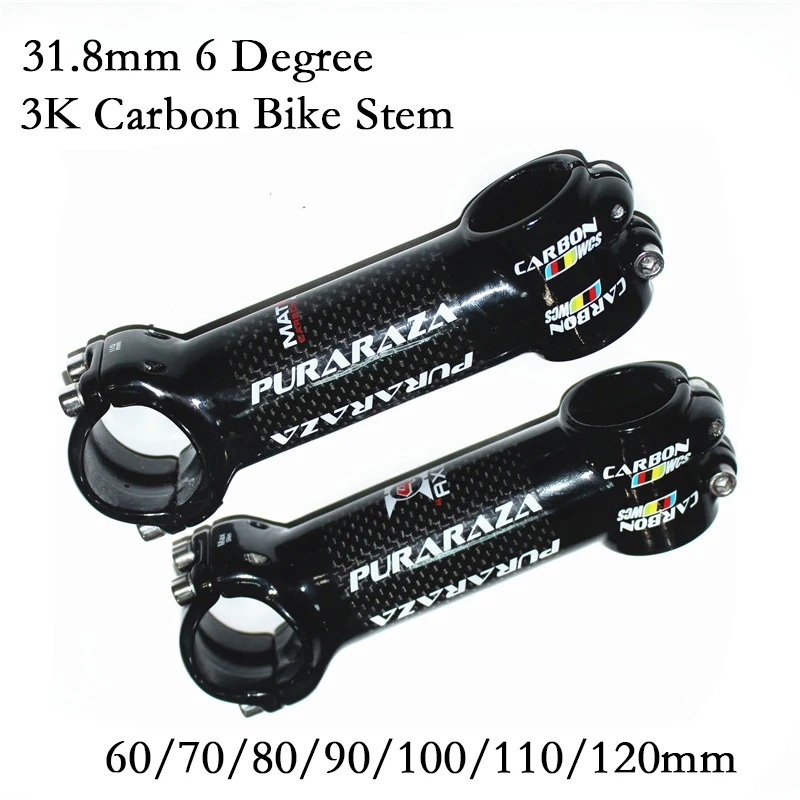 

2022 Carbon stem 31.8mm 6 Degree 3K Carbon Road Bike Stem Positive and Negative 60/70/80/90/100/110/120mm Bike Carbon fiber Stem