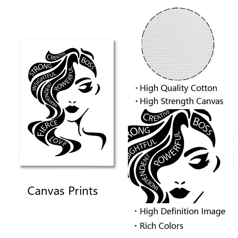 С принтом с цитатой женскими силуэтами черно-белый плакат на стену Картина