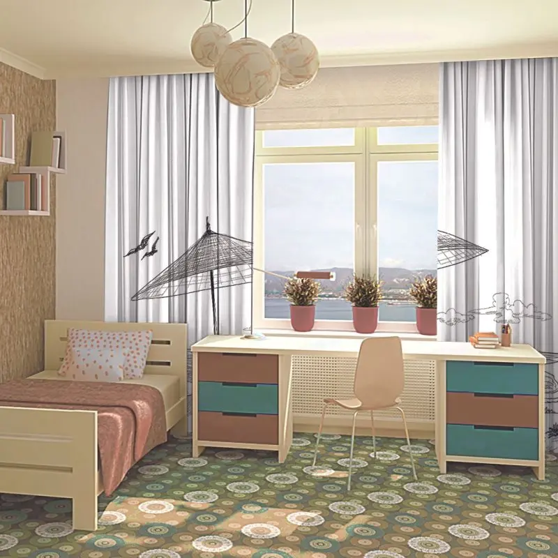 Занавеска Летняя Пляжная чаша лодка зонтик светильник буй природа морской