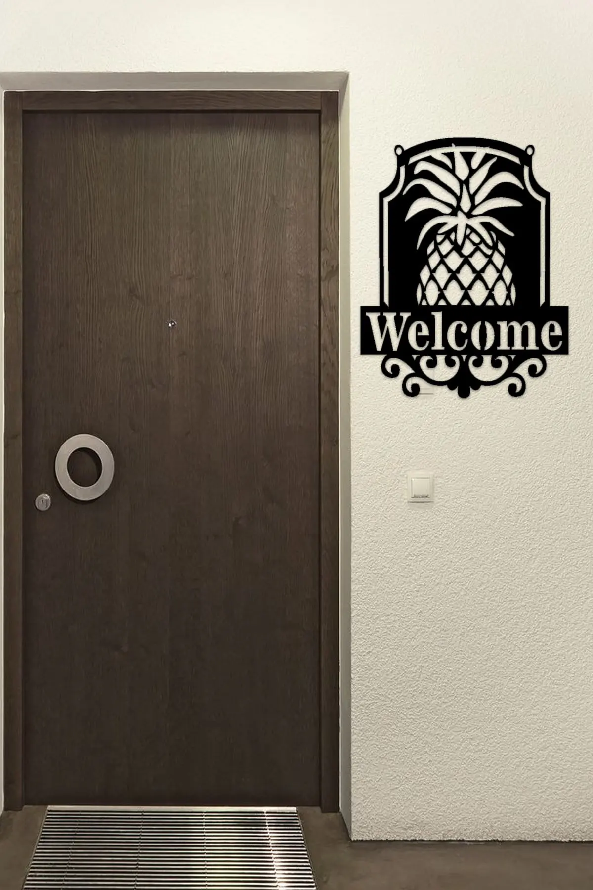 

Pineapple Welcome Front Door Decoration Black Laser Cut Wall Decoration Product decorative wood 3mm Mdf sticker picture home art