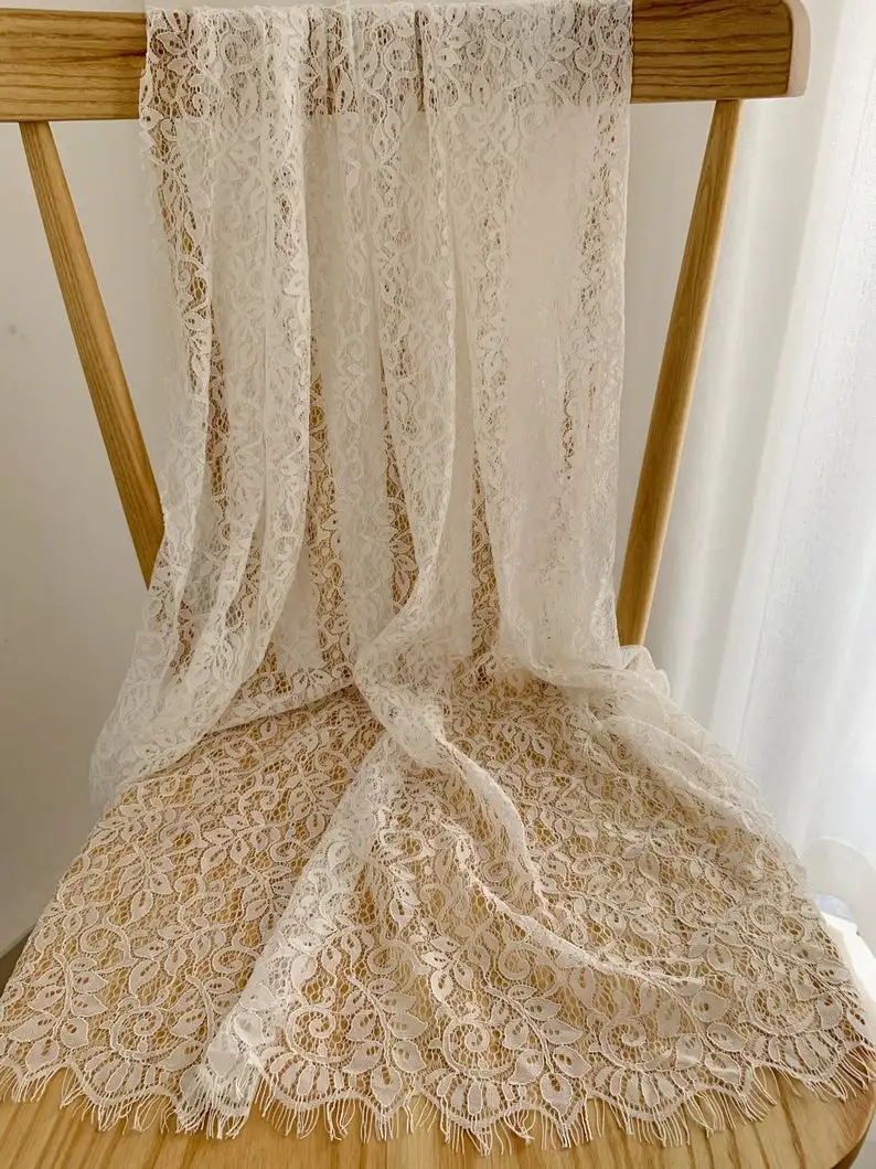 1 ярд белого кружева шантильи с узорами листьев и цветов Новое поступление 2021 |