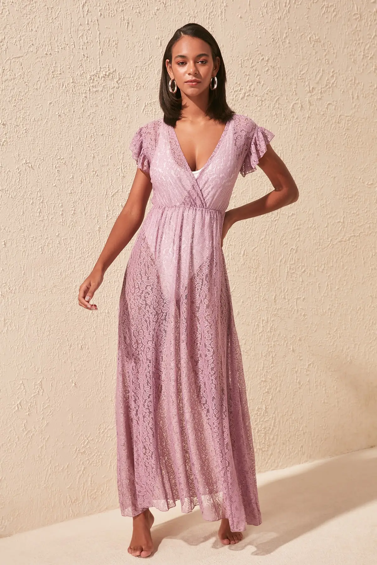 Платье С Рюшами Trendyol Lilac TBESS20EL1333 | Женская одежда