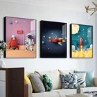 HD космическая планета ракета астронавт Звезда Детская Настенная картина на холсте Луна постер украшение картина декор для детской комнаты мальчика