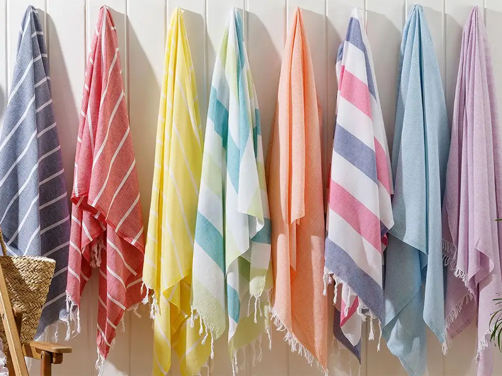 Хлопковое очень большое турецкое банное полотенце с кисточками туристическая