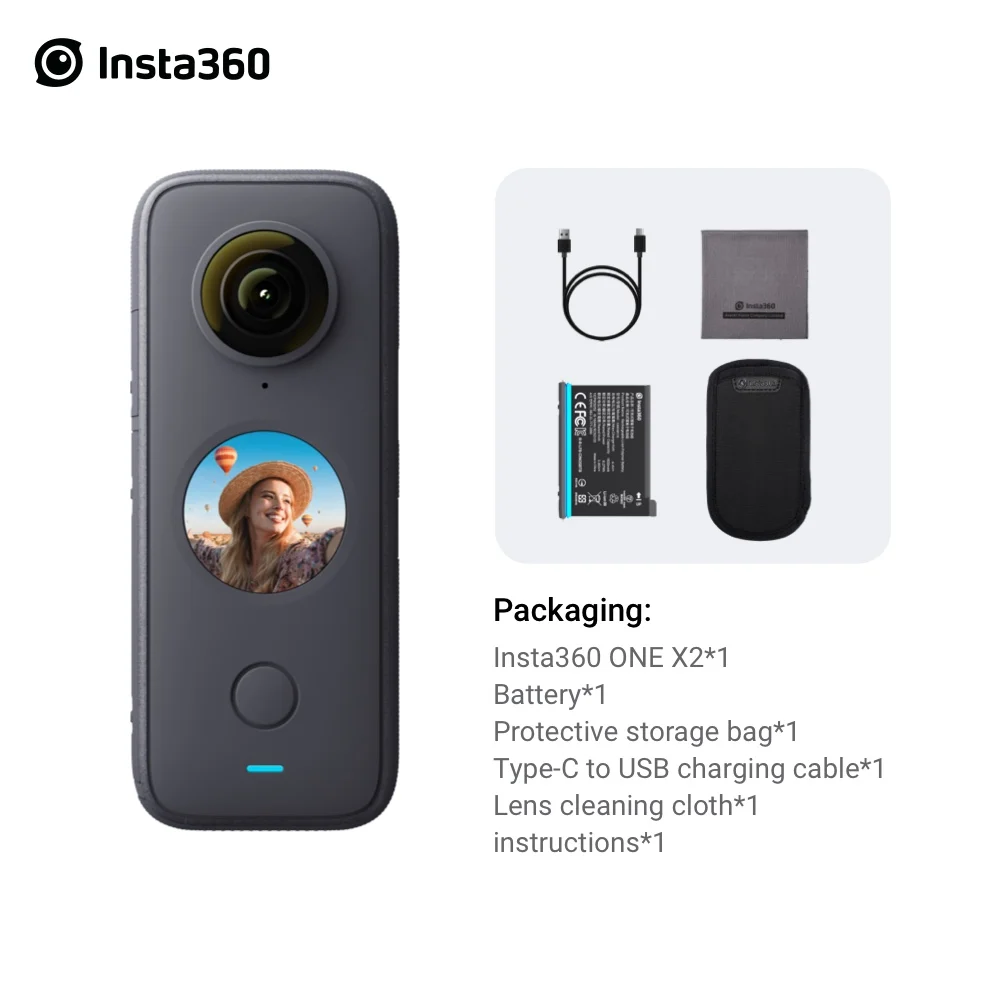 Insta360 ONE X2 360 Degree Waterproof Action Camera 5.7K Stabilization Touch Screen AI Editing Live Streaming Webcam | Электроника