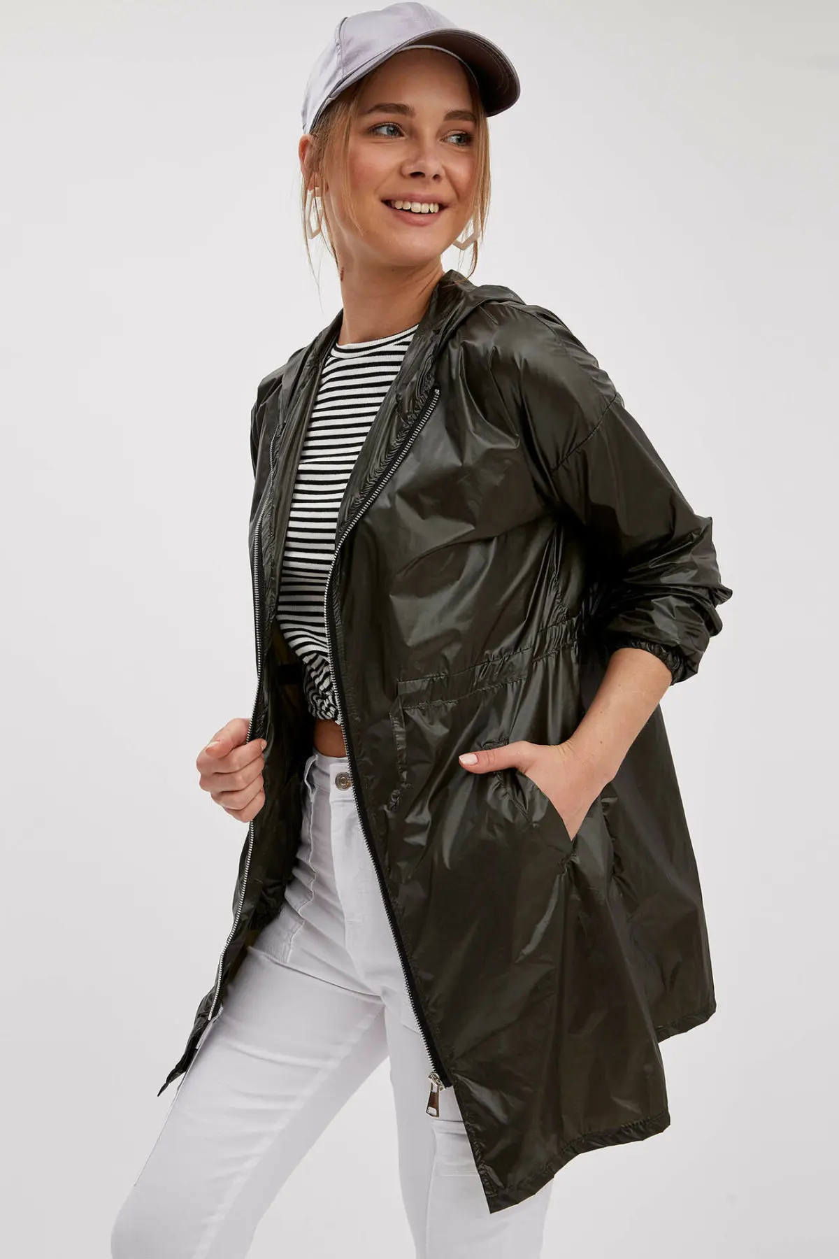 DeFacto Новый женский модный однотонный плащ женские повседневные