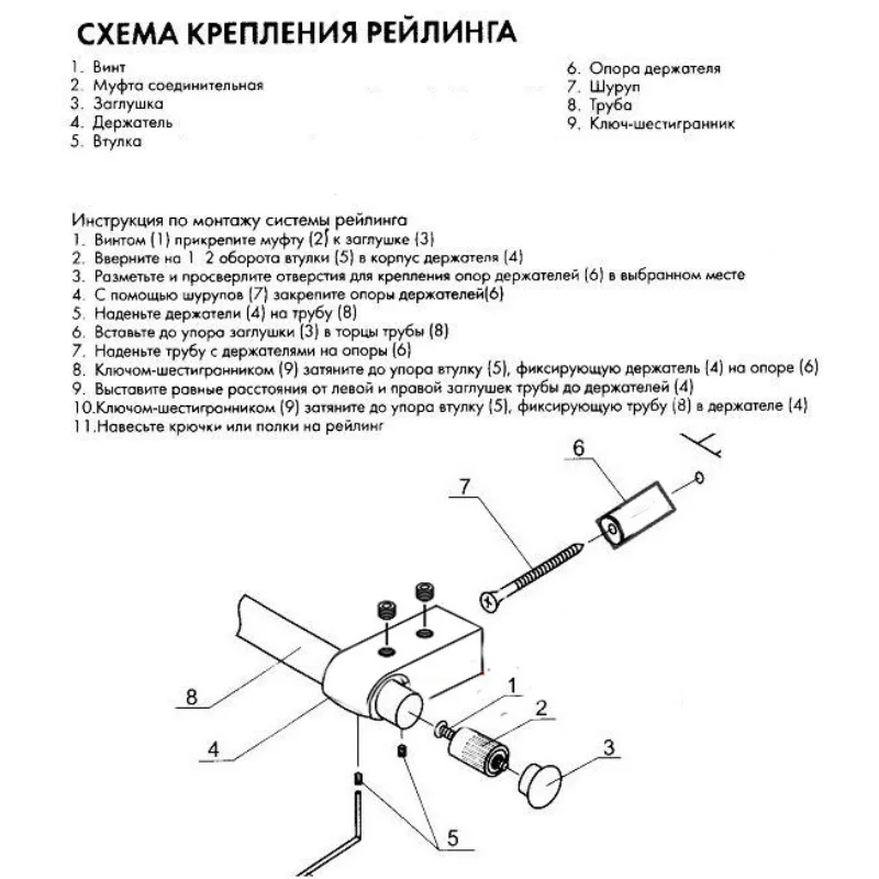 Рейлинг для кухни 1200 мм набор (труба 2 держателя заглушки)|Подставки хранения и