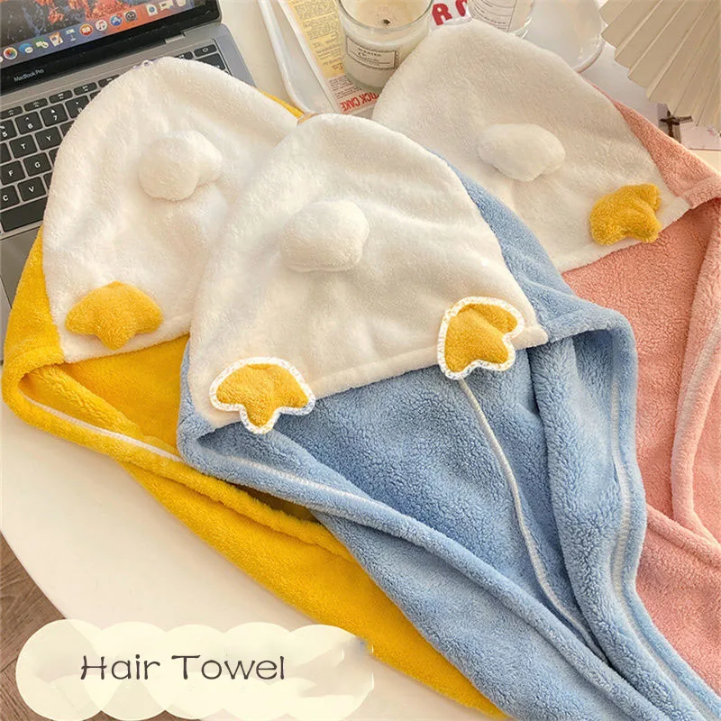

Microfiber Hair Fast Drying Dryer Towel Cute Duck Bath Wrap Hat Quick Cap Turban Dry Quick Drying Lady Household Hair towel
