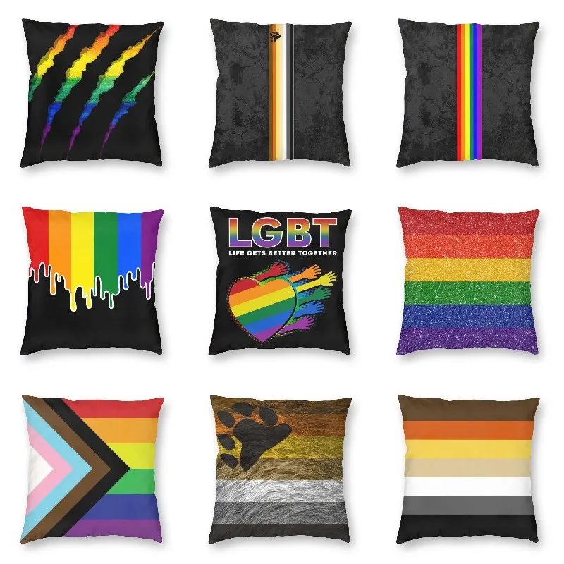 

LGBT Ripped And Shredded Pillow Decorative GLBT Gay Lesbian Pride Pillow Case Luxury Cushion Cover Velvet Pillowcase Sofa Cover