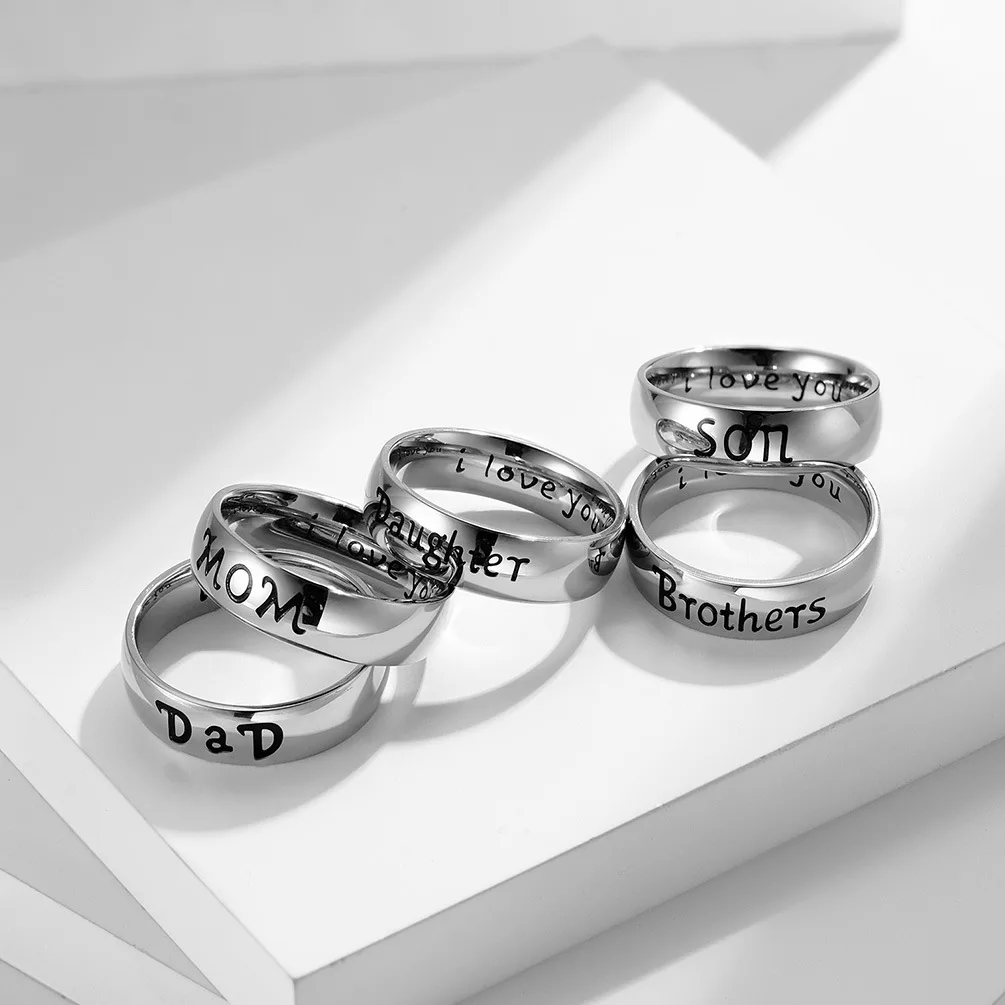 Classic Stainless Steel Rings " MOM DaD SON DAUGHTER" Family Member Rings For Mother's Day Gift Jewelry Christmas ​Gif