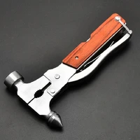 14 in 1 wood steel handle multi function pliers hammer knife saw file and screwdriver in one camping tools