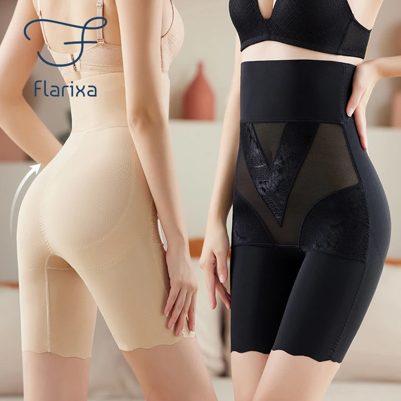 Flarixa Plus ขนาดกางเกงขาสั้นความปลอดภัยแบบไม่มีรอยต่อเอวสูงผู้หญิงกระโปรงกางเกงขาสั้นผ้าไหมน้...