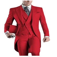 2022 new arrival mens tuxedo groom wedding suit tailored formal elegant red green grey blue suit men 3pcs jacket vest pants